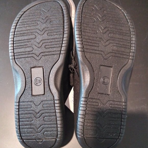 Black Nylon Mary Jane Memory Foam Comfort Loafers - Picture 6 of 9